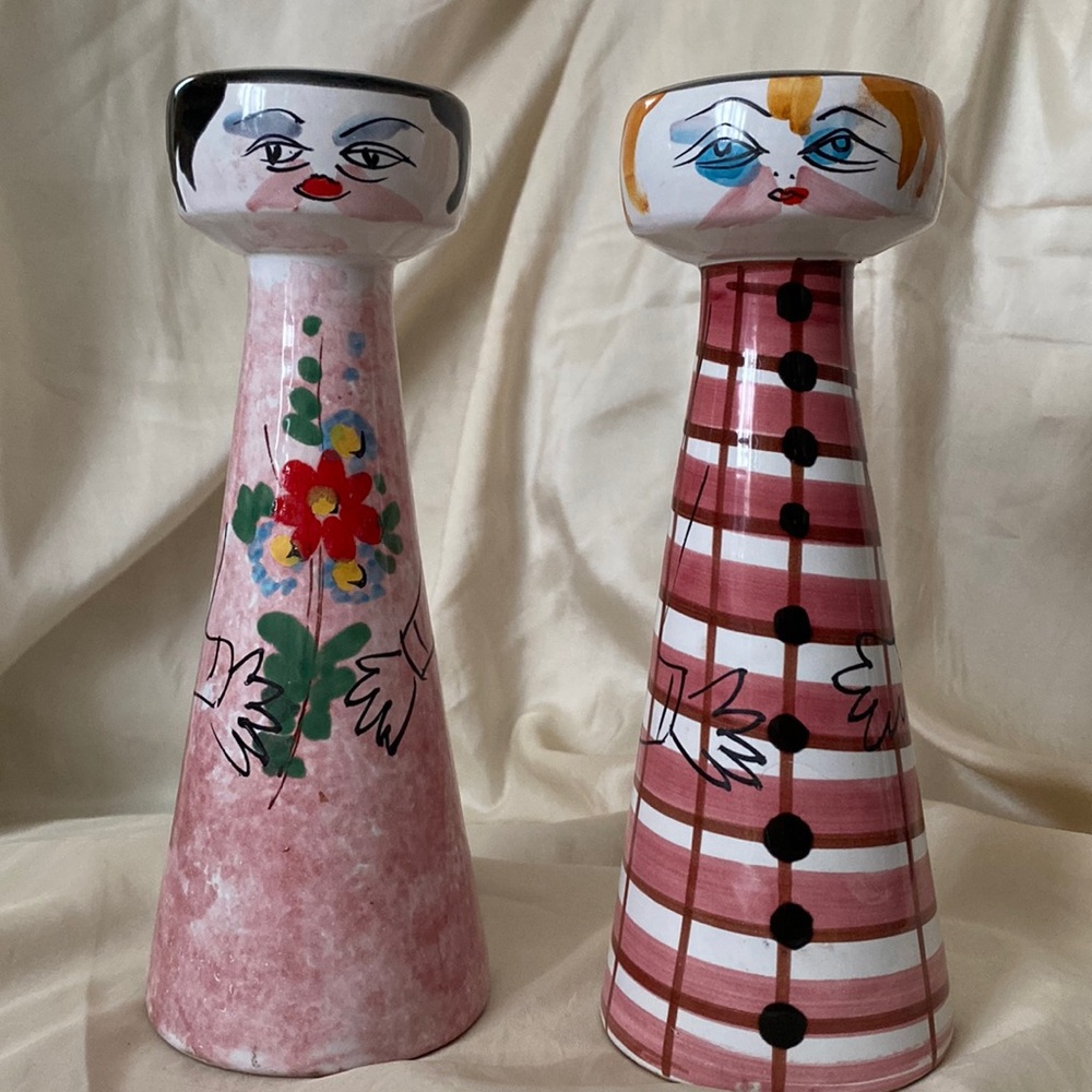 Vintage Whimsical Man & Woman Italian Salt & Pepper Shakers